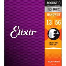 Elixir Strings 11102 80/20 Acoustic Guitar Strings Nanoweb Medium - .013-.056