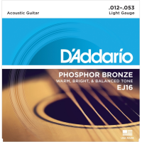 D'Addario EJ16 Phosphor Bronze Acoustic Guitar String Light - 12-53