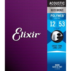 Elixir Strings 11050 80/20 Bronze Acoustic Guitar Strings Polyweb Light - .012-.053