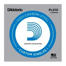 D'Addario PL010 Single Plain Steel String for Acoustic or Electric Guitar - 010