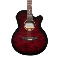 Carlos F511EQ-RDS Semi-Acoustic Guitar Shaded Red - Include Free Soft Case