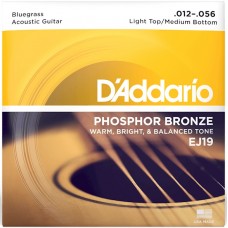 D'Addario EJ19 Phosphor Bronze Acoustic Guitar String Bluegrass Light Top Medium Bottom - 12-56