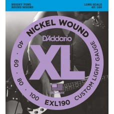 D'Addario EXL190 Nickel Wound Long Scale Bass 4-String Custom Light - 40-100