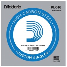 D'Addario PL016 Single Plain Steel 2nd String for Acoustic - 016