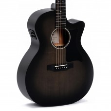 Sigma Guitars GMC-STE-BKB Grand OM-14 Fret Solid Top Sitka Spruce Cutaway Semi-Acoustic Guitar - Include Softcase - Black Burst