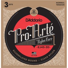 D'Addario EJ45-3D Pro-Arte Nylon Classical Guitar Strings - Normal Tension - 3 Packs