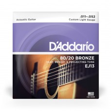 D'Addario EJ13 80/20 Bronze Acoustic Guitar Strings Custom Light - 11-52