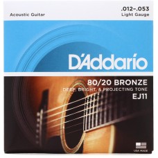 D'Addario EJ11 80/20 Bronze Acoustic Guitar Strings Light - 12-53