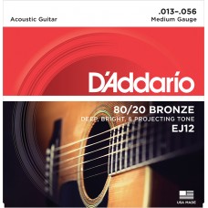 D'Addario EJ12 80/20 Bronze Acoustic Guitar Strings Medium - 13-56