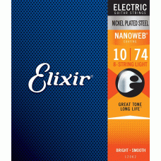Elixir Strings 12062 Electric Guitar 8-String Nanoweb Light - .010-.074