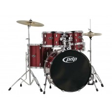 PDP Drums PDCE2215KTRR Center Stage 5-Pieces Drumset with Hardware and Cymbals - Ruby