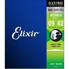 Elixir Strings 19002 Electric Guitar Strings Optiweb Super Light - .009-.042
