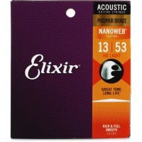 Elixir Strings 16182 Phosphor Bronze Acoustic Guitar Strings Nanoweb HD Light - .013-.053