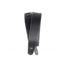D'Addario 25LS00-DX 2.5-inch Classic Leather Guitar Strap with Stitching - Black