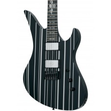 Schecter 1747 Electric Guitar Synyster Custom HT - Gloss Black With Silver Pin Stripes