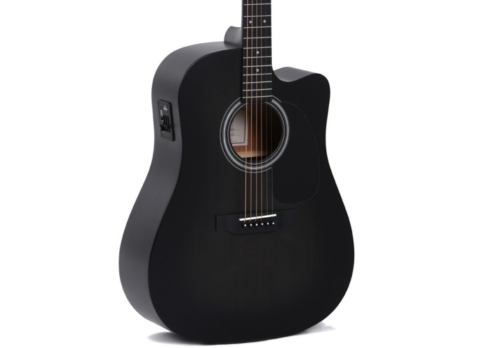 Sigma Guitars DMCE-BKB D-14 Fret Solid Top Sitka Spruce Cutaway Semi-Acoustic Guitar - Satin - Include Softcase