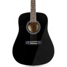 SX Guitar SD104GBK Dreadnought Acoustic - Gloss Black - Includes Free Softcase