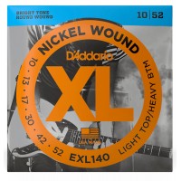 D'Addario EXL140 Nickel Wound Light Top/Heavy Bottom Electric Guitar -10-52