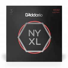 D'Addario Fretted NYXL1052-3P Light Top/Heavy Bottom Electric Guitar Strings - 10 - 52