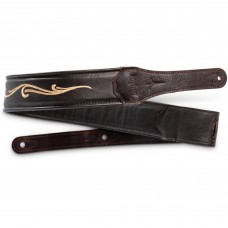 Taylor 4124-25 Embroidered Leather 2.5-inch Guitar Strap - Spring Vine Leather Chocolate Brown