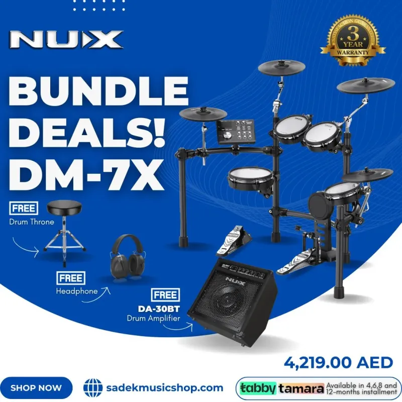NUX DM-7X All Mesh Head Digital Drum Kit - 3 Years Warranty