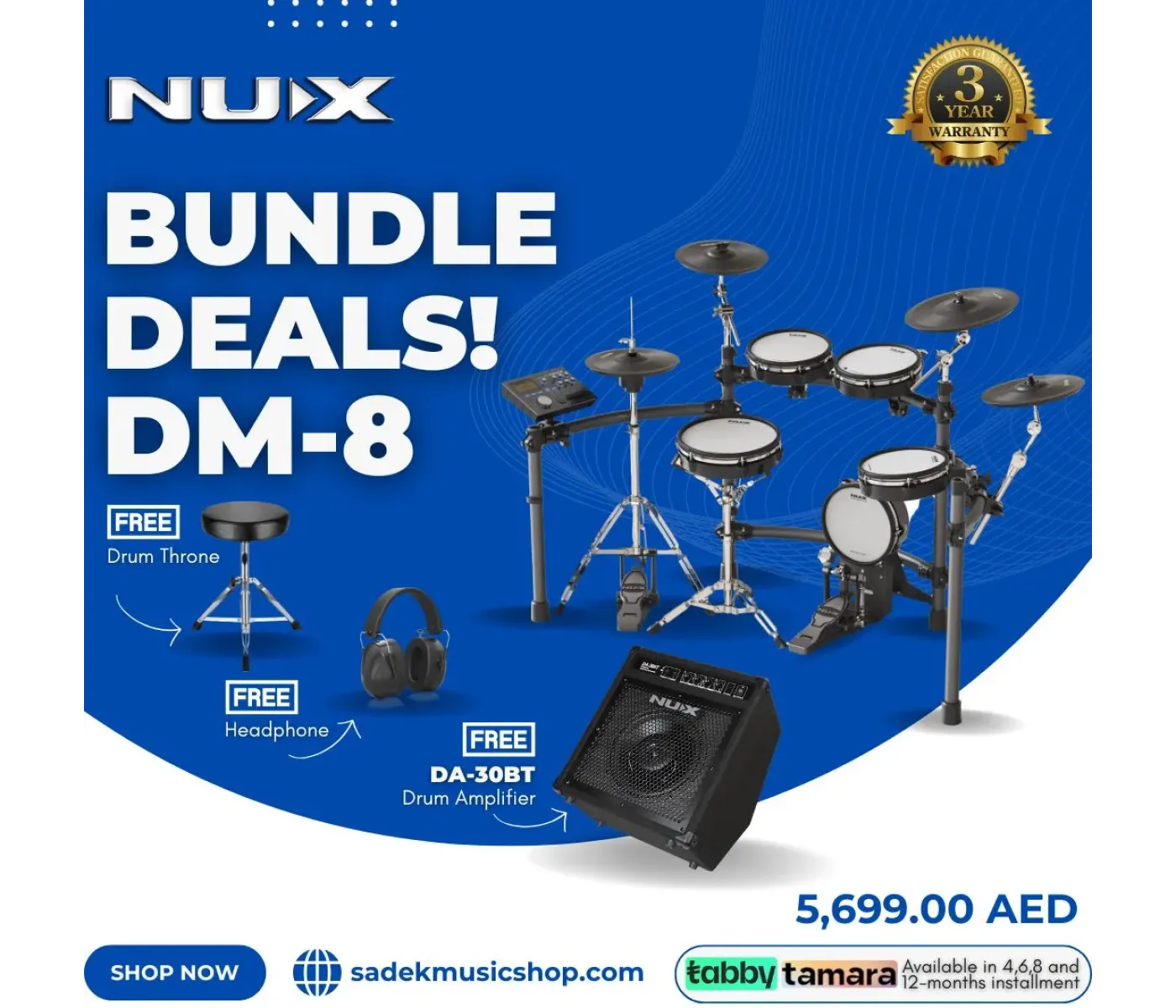 NUX DM-8 All Mesh Head Digital Drum Kit - 3 Years Warranty NUX DM-8 All Mesh Head Digital Drum Kit - 3 Years Warranty