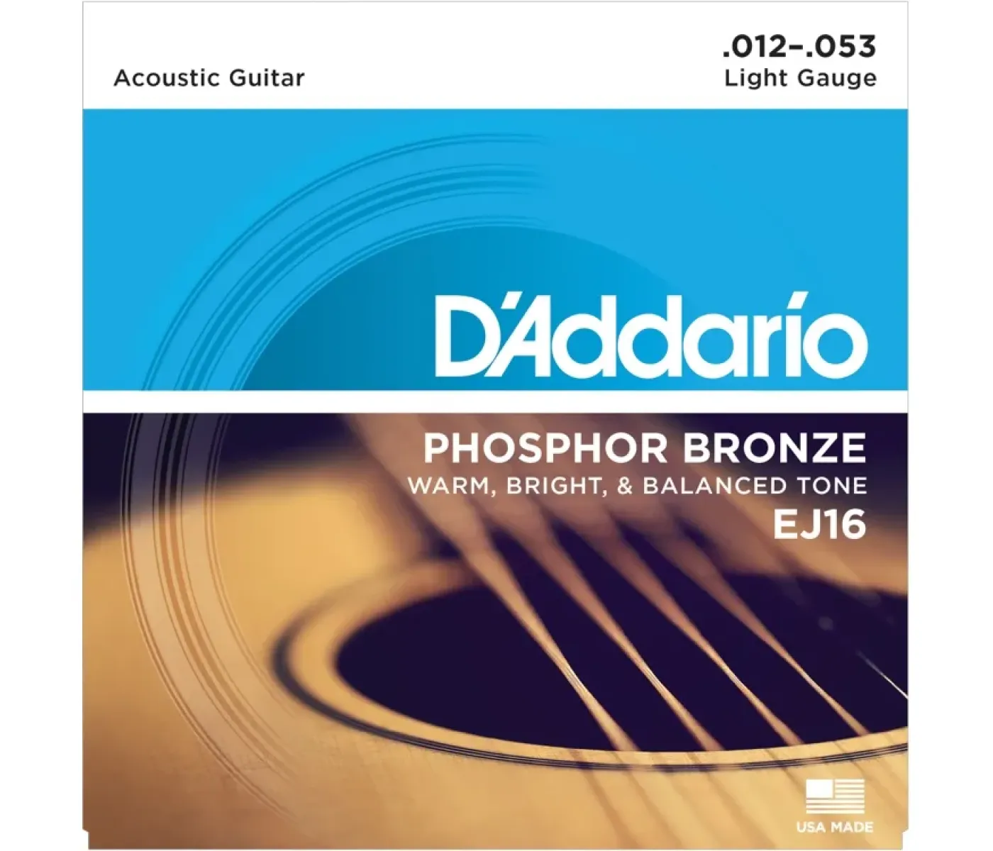 D'Addario EJ16 Phosphor Bronze Acoustic Guitar String Light - 12-53