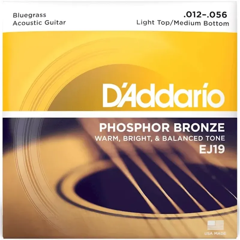 D'Addario EJ19 Phosphor Bronze Acoustic Guitar String Bluegrass Light Top Medium Bottom - 12-56 D'Addario EJ19 Phosphor Bronze Acoustic Guitar String Bluegrass Light Top Medium Bottom - 12-56