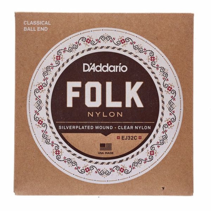 D'Addario EJ32C Normal Tension Ball End Silver-Wound/Clear Nylon Classical Guitar Strings