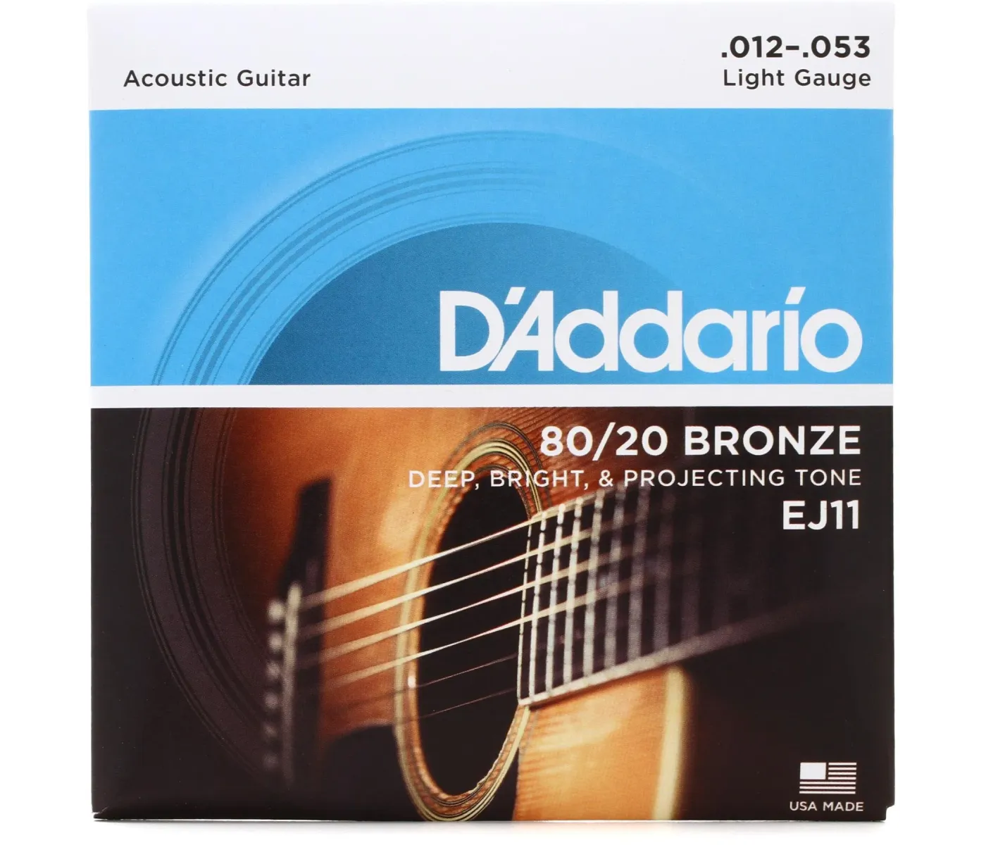 D'Addario EJ11 80/20 Bronze Acoustic Guitar Strings Light - 12-53
