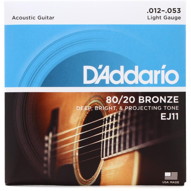 D'Addario EJ11 80/20 Bronze Acoustic Guitar Strings Light - 12-53