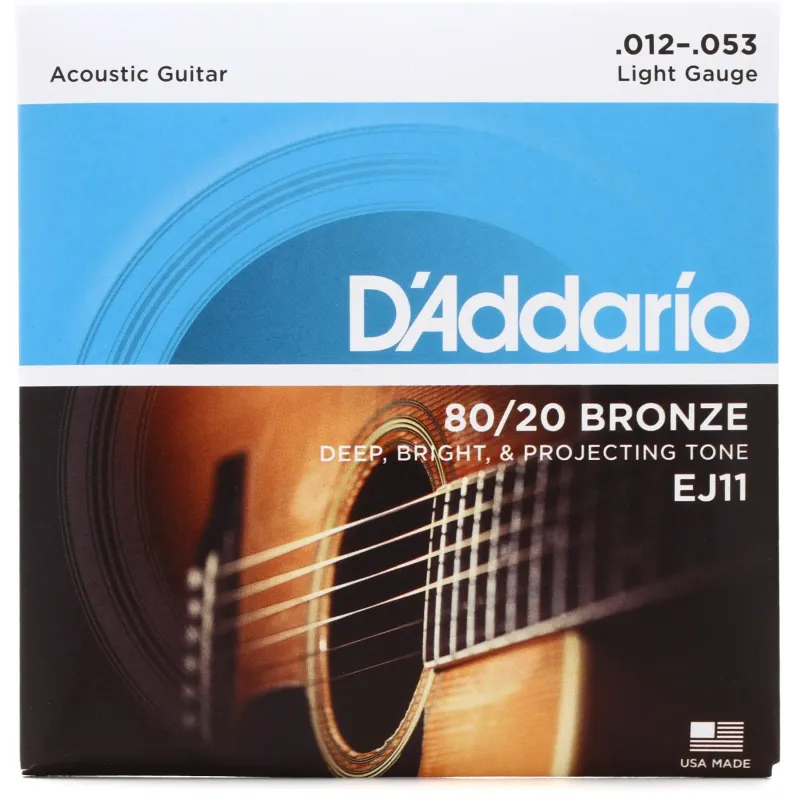 D'Addario EJ11 80/20 Bronze Acoustic Guitar Strings Light - 12-53 D'Addario EJ11 80/20 Bronze Acoustic Guitar Strings Light - 12-53