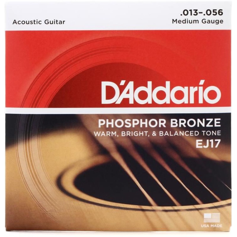 D'Addario EJ17 Phosphor Bronze Acoustic Guitar String Medium - 13-56