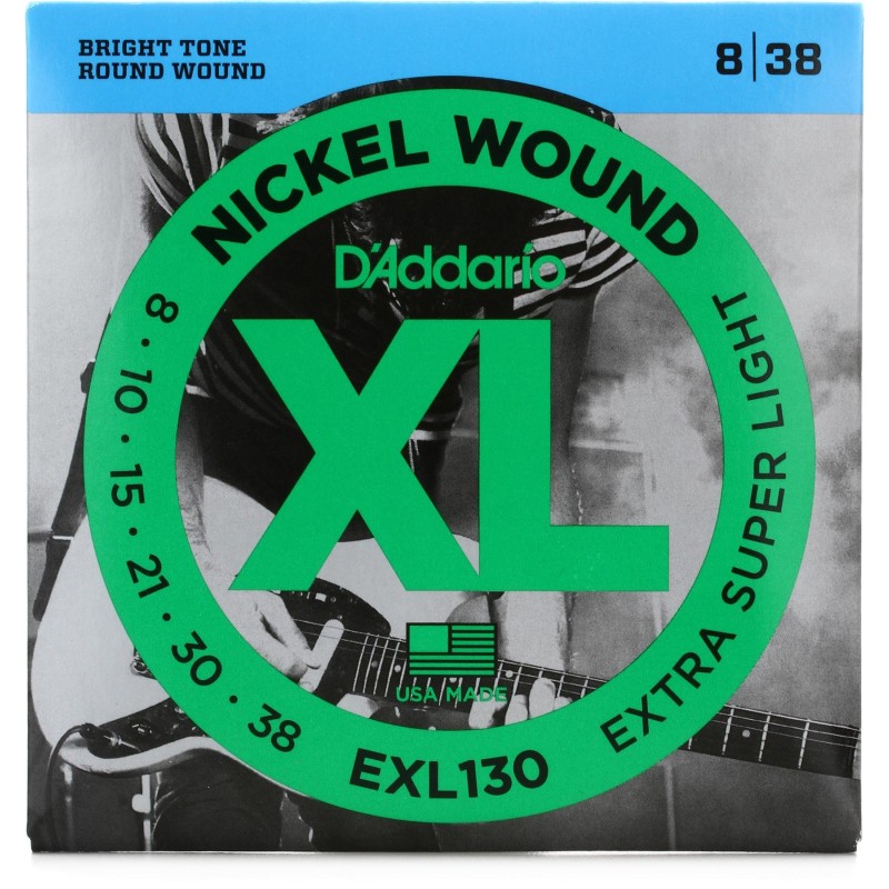 D'Addario EXL130 Nickel Wound Electric Guitar String Extra-Super Light - 08-38