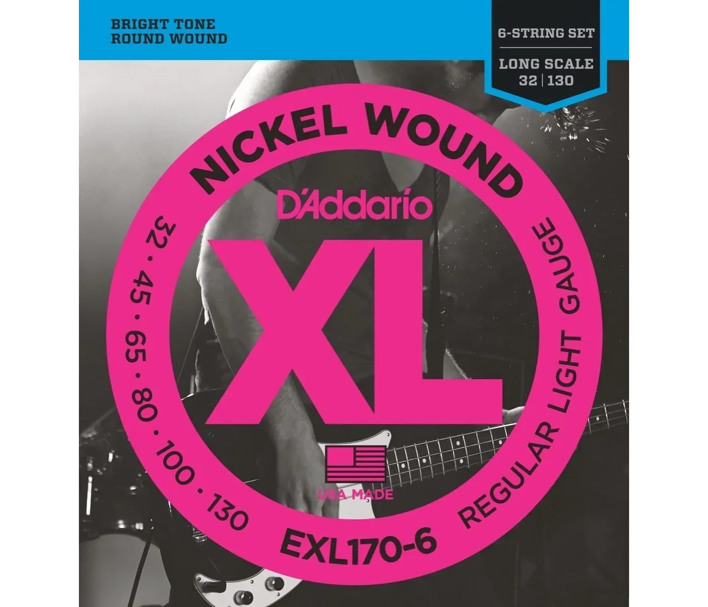 D'Addario EXL170-6 Nickel Wound Long Scale Bass 6-String Regular Light - 32-130