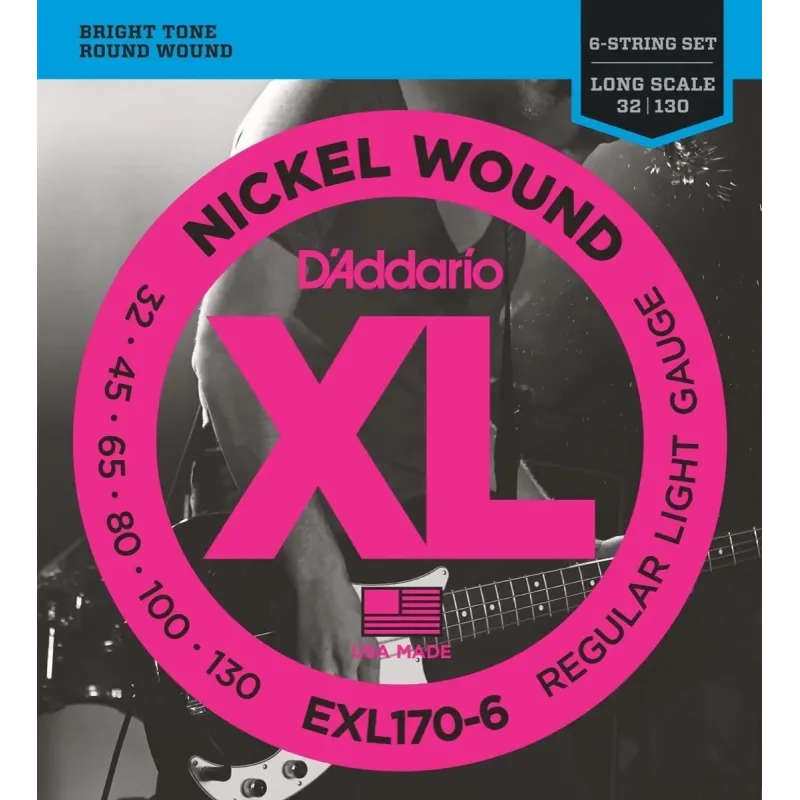 D'Addario EXL170-6 Nickel Wound Long Scale Bass 6-String Regular Light - 32-130