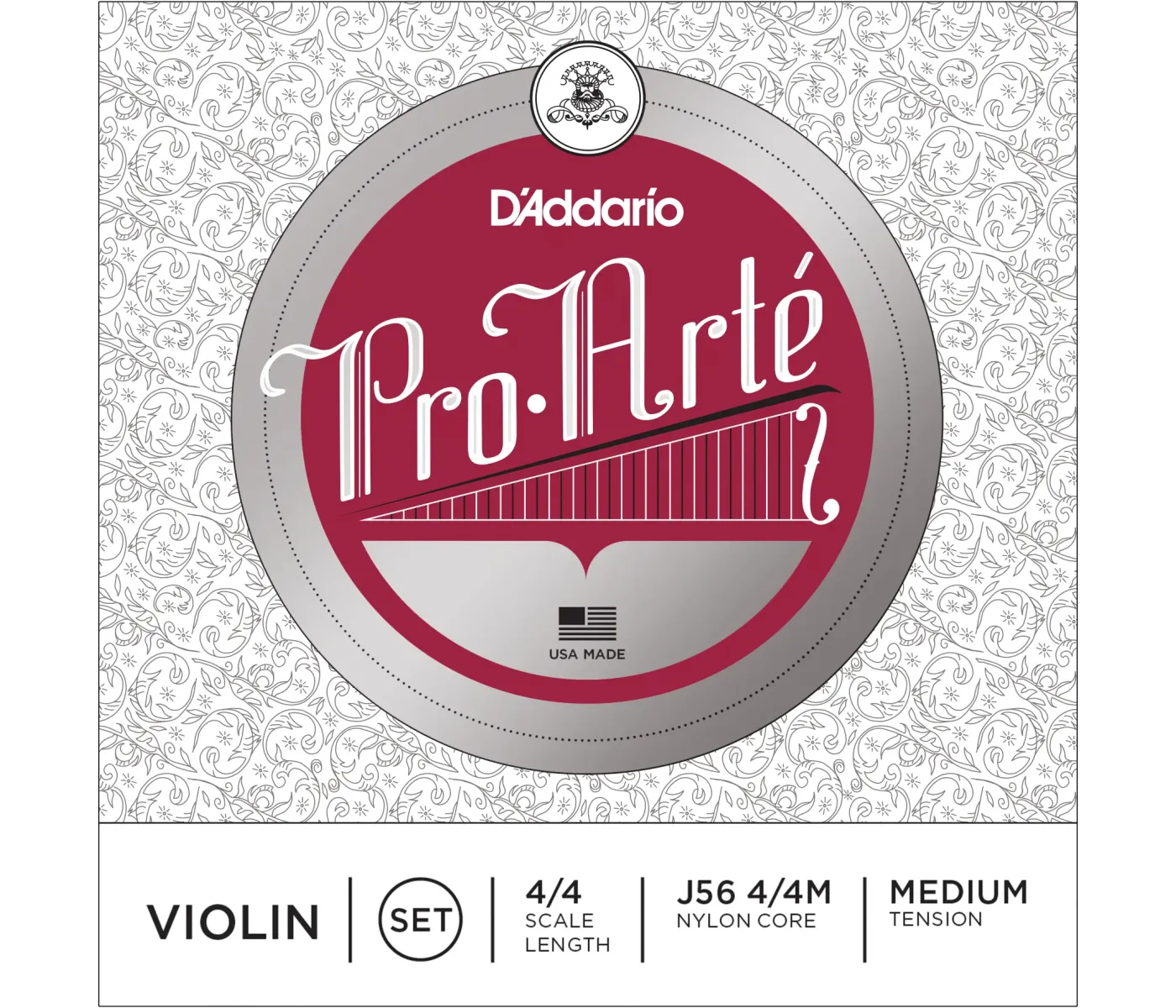 D'Addario J56W 4/4M Pro-Arte Violin String Set - 4/4 Scale - Medium Tension