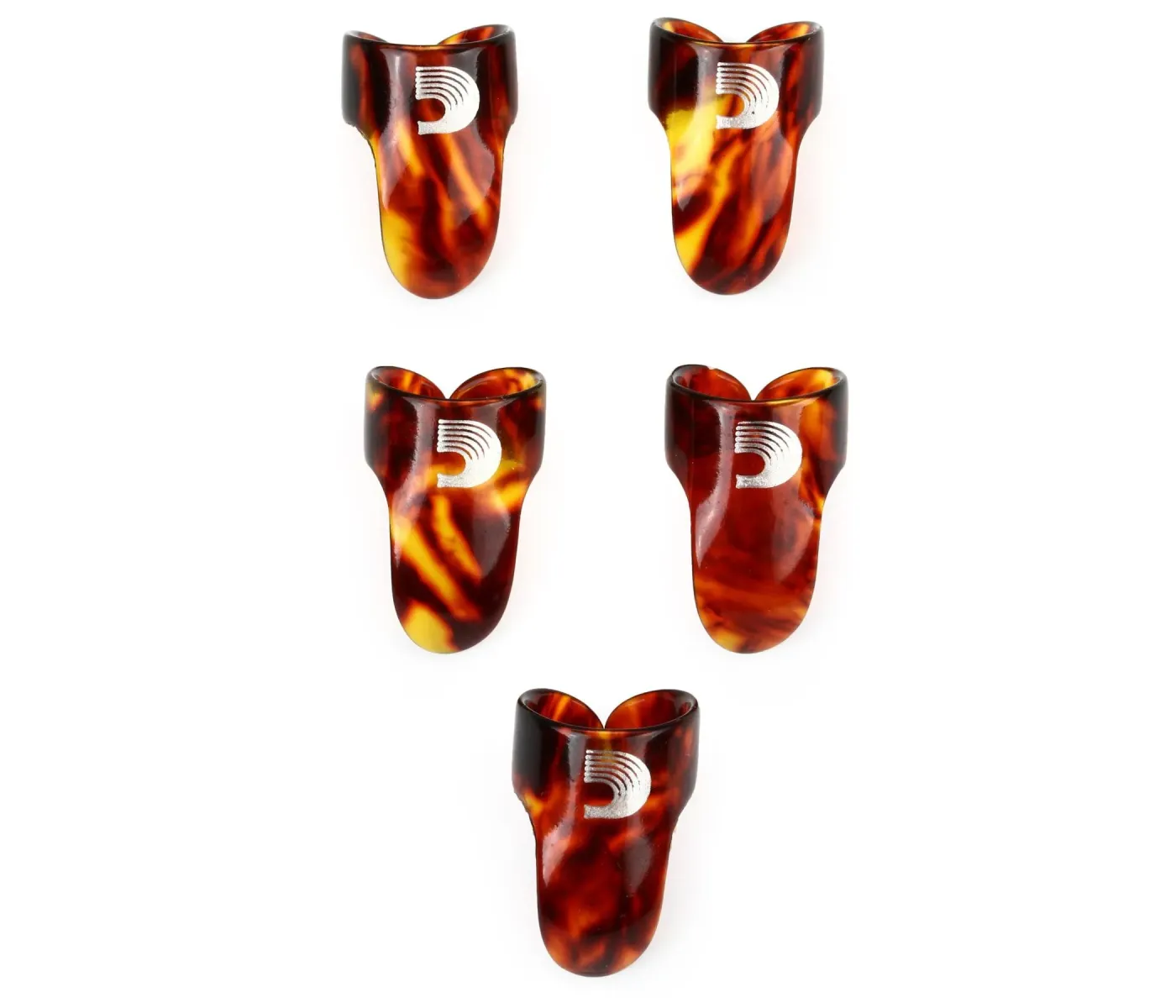 D'Addario 4CSH6-5 Classic Celluloid Finger Picks Medium Size (1.0mm) - 5 pieces