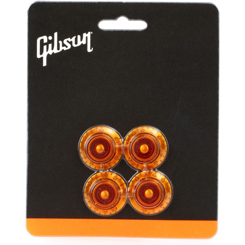 Gibson Accessories PRHK-030 Top Hats Knobs Vintage Amber 4.Pkg