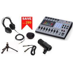 Zoom P8-Bun PodTrak P8 8-Channel Podcasting Mixer with ZDM-1 Podcast Microphone Pack Bundle