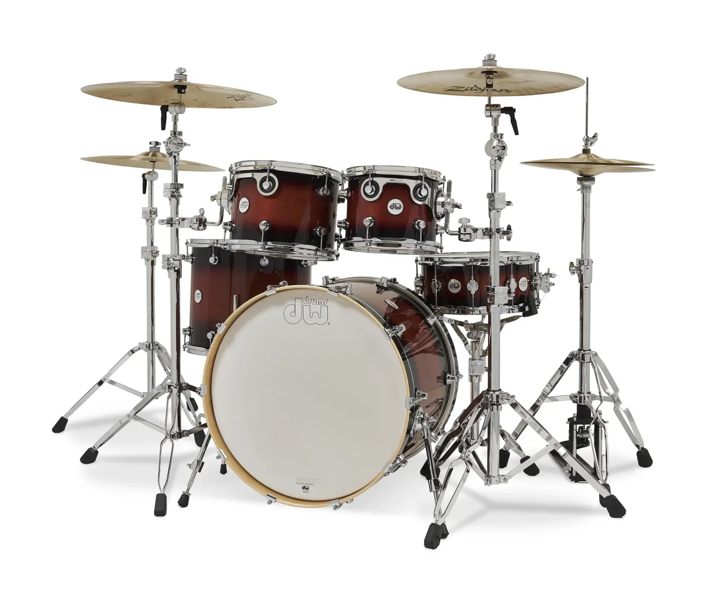 DW Drums Design Series 5 Piece Shell Pack Excluding Hardware and Cymbals - Tobacco Burst