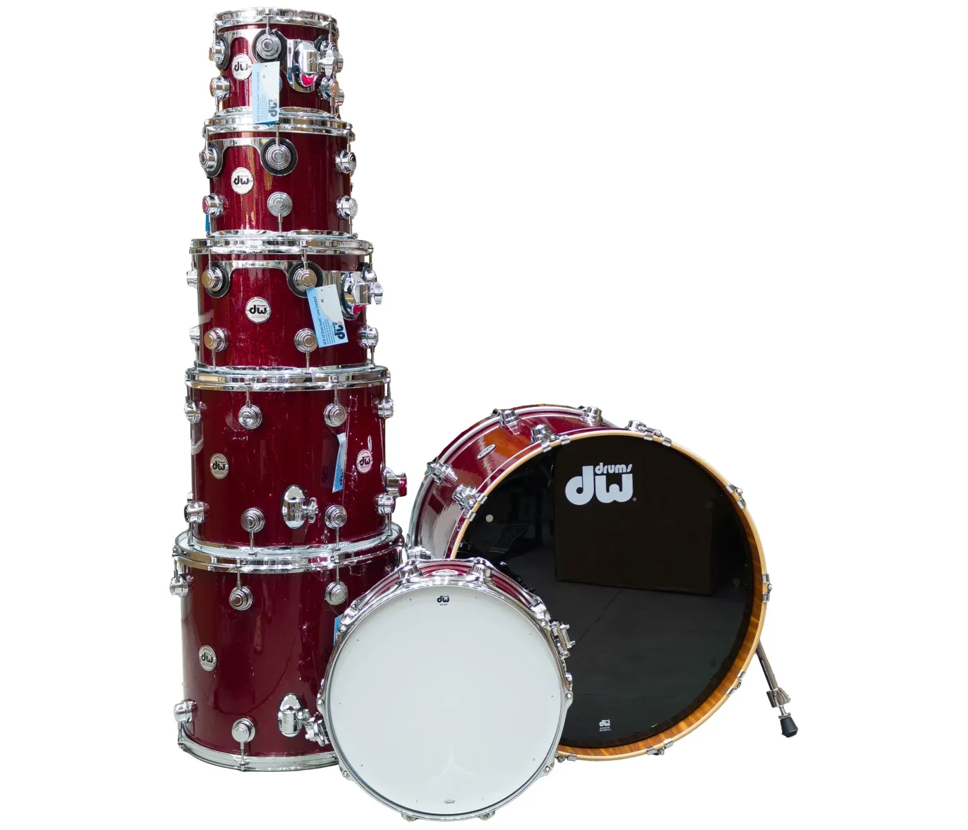 DW Drums DRNTTCSC055 Collector's Series SSC Maple 7-Piece Shell Pack - Ruby Glass with Chrome - Cymbals & Hardware Not Included
