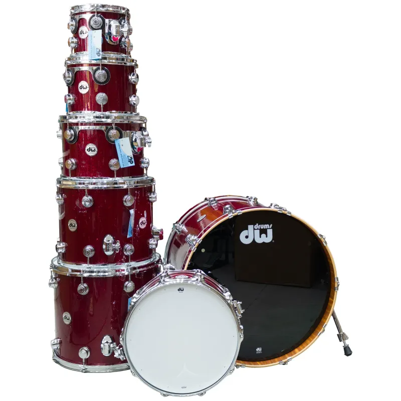 DW Drums DRNTTCSC055 Collector's Series SSC Maple 7-Piece Shell Pack - Ruby Glass with Chrome - Cymbals & Hardware Not Included