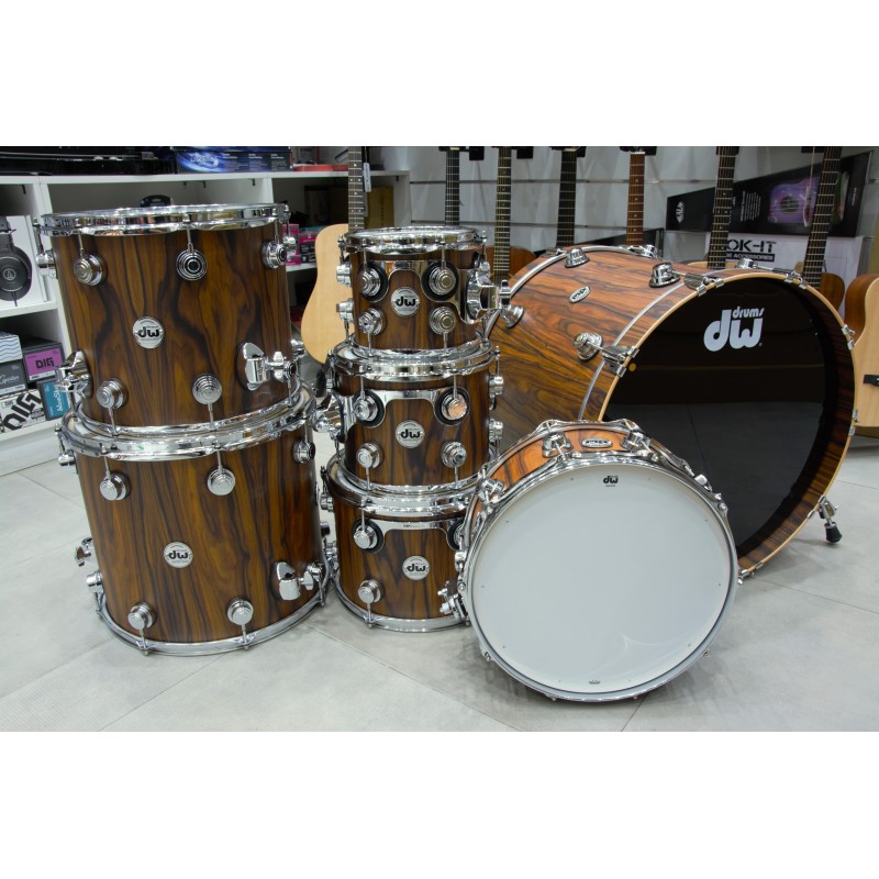 DW Drums DRX6TTCSC Collector's Series Exotic 7-piece Shell Pack - Hard Satin Over Santos Rosewood