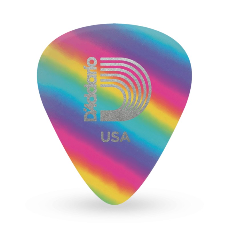 D'Addario 1CRB2-100 Classic Celluloid Pick, Rainbow Light Gauge (.50mm) - 100 pieces