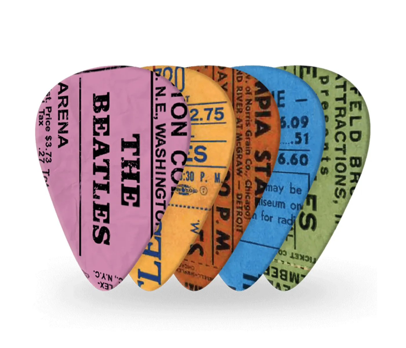 D'Addario 1CWH4-10B11 Beatles 1964 Tour Ticket Stub Guitar Picks Medium Gauge (.70mm) - 10 pieces