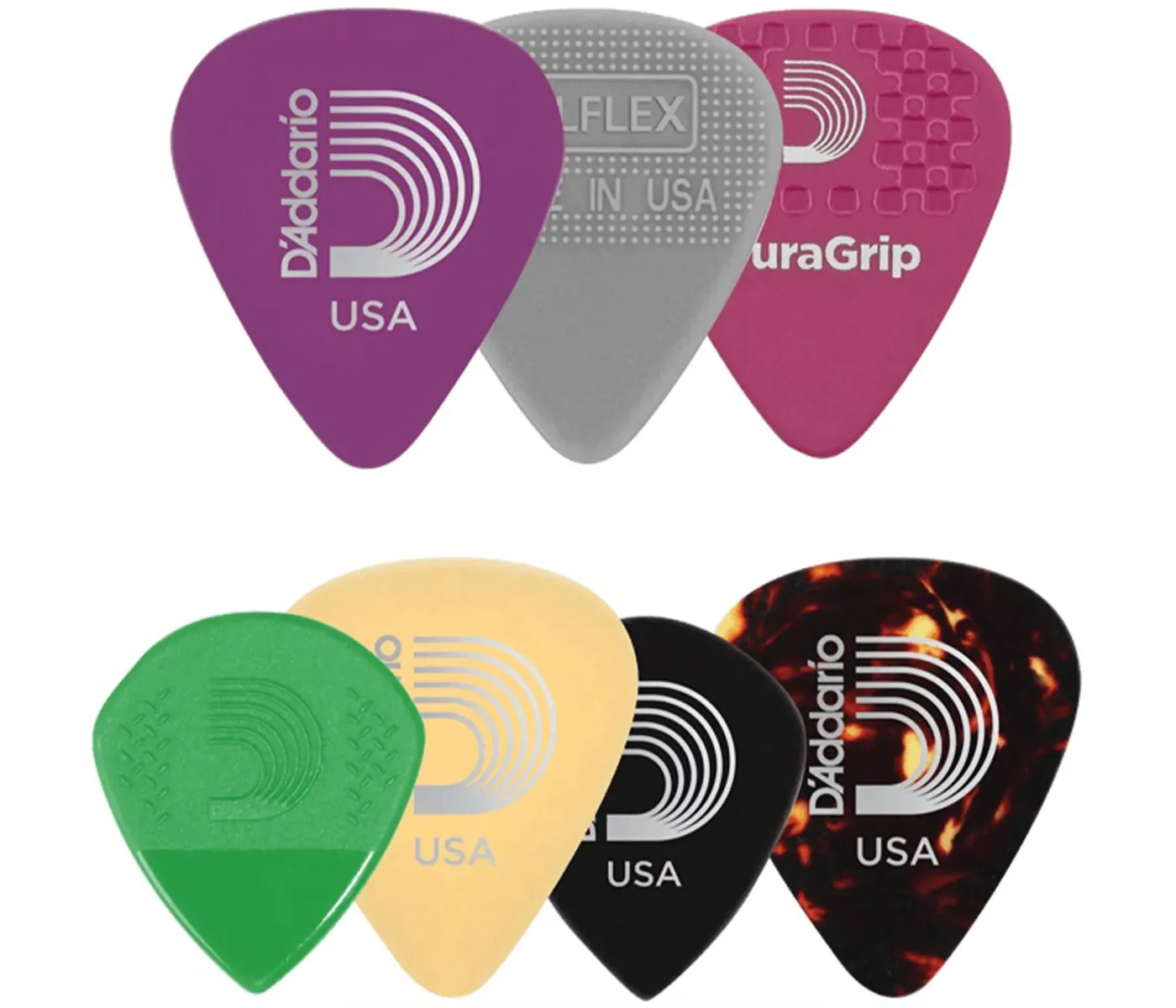 D'Addario 1XVP6-5 Variety Pack Heavy Gauge Guitar Picks - 7 Pieces