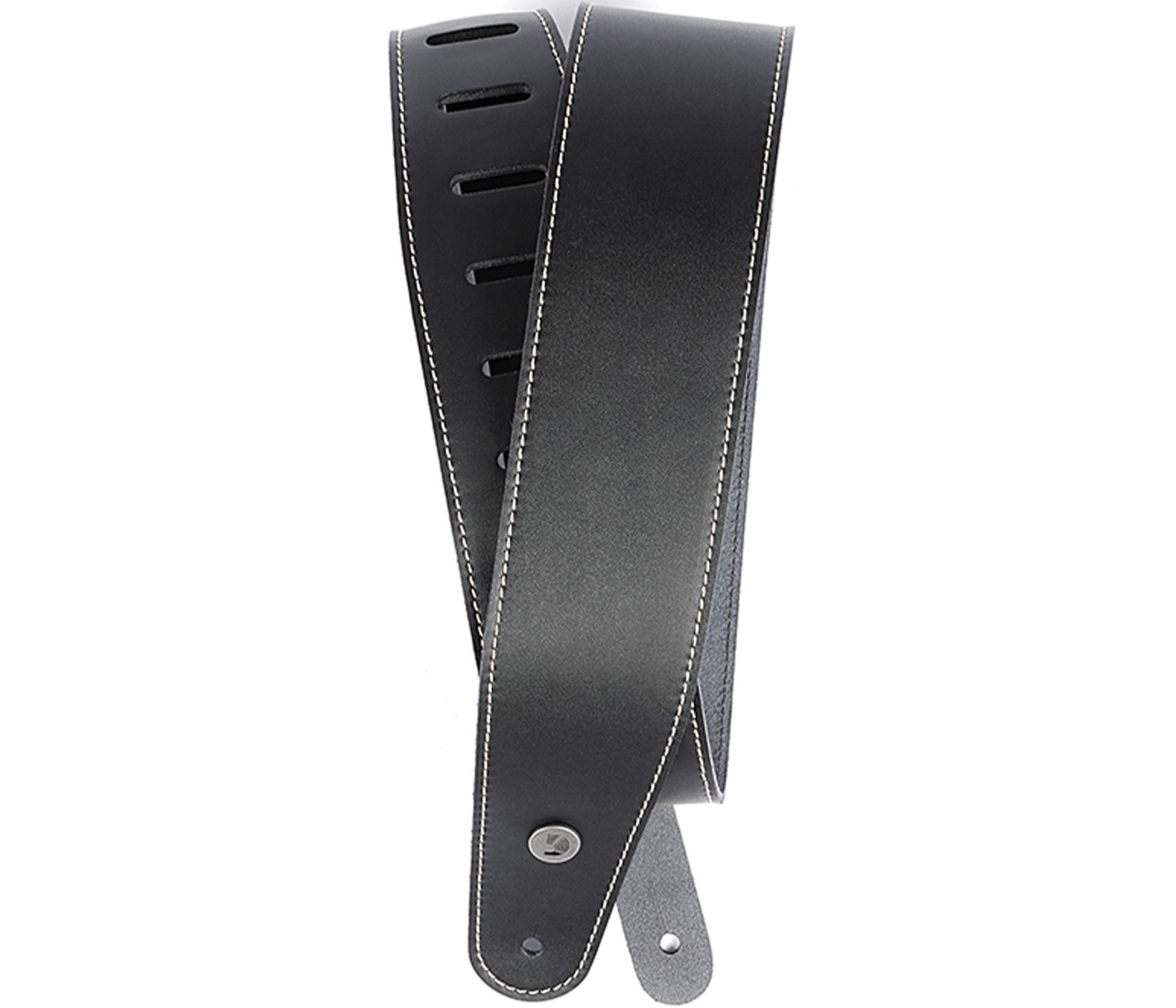 D'Addario 25LS00-DX 2.5-inch Classic Leather Guitar Strap with Stitching - Black