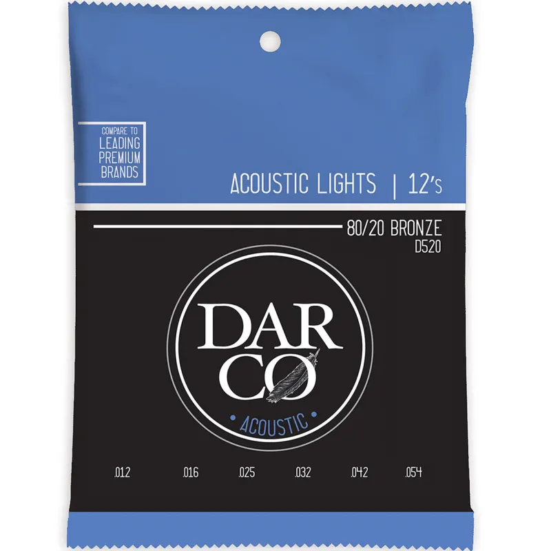 Martin Strings D520 Darco Acoustic Guitar Set 80/20 Bronze Light - 0.12 - 0.54 Martin Strings D520 Darco Acoustic Guitar Set 80/20 Bronze Light - 0.12 - 0.54