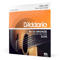 D'Addario EJ10 Phosphor Bronze Acoustic Guitar String Extra Light - 10-47